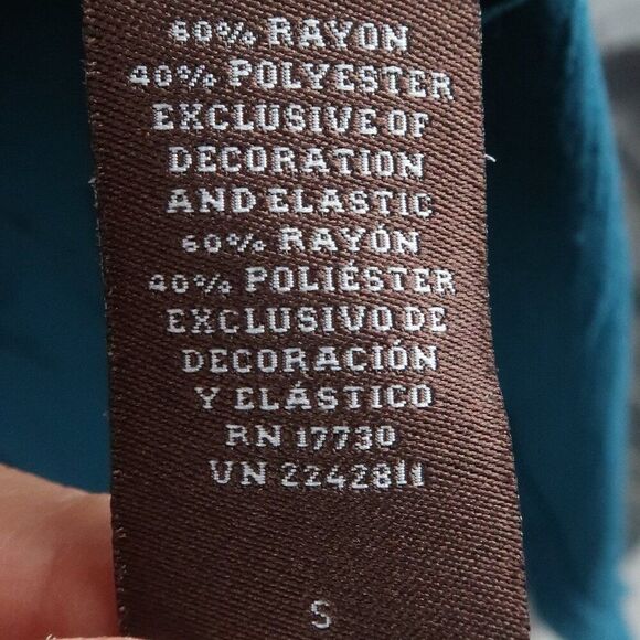 KNOX ROSE TEAL COLD SHOULDER 3/4 SLEEVE V NECK ASYMETRICAL TUNIC TOP SIZE S - Picture 5 of 10